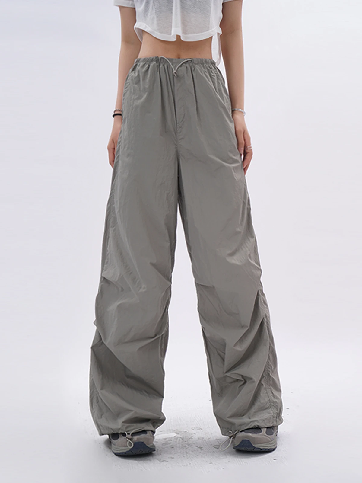 

Quick Dry Cargo Pants Women's Summer Street Style Loose Fit High Waist Long Trousers for Jazz Dance Paratrooper Hiking