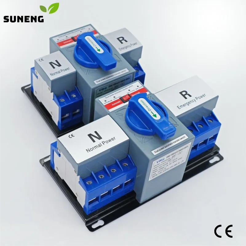 

SUNENG 4P 2P 63A 220V 400V ATS MCB Type Dual Power Automatic Transfer Switch Change Over Switch CE SELF-PROPELLED SELF-RECOVERY