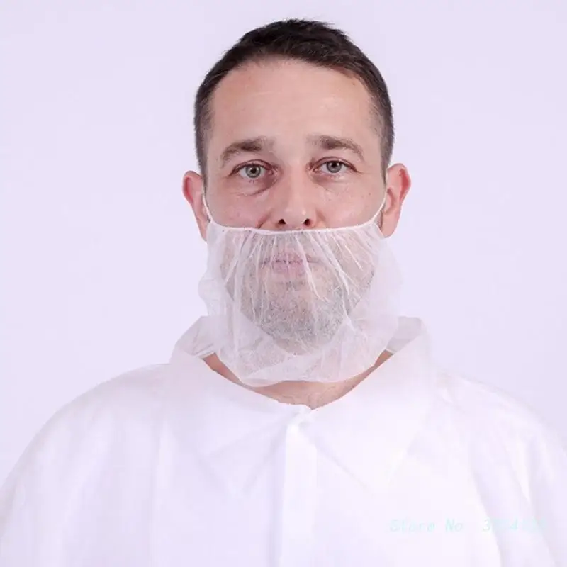 100pcs Disposable Beard Net for Men Food Service Breathable Leightweight Beard Covers Reusable Nylon Net Protector