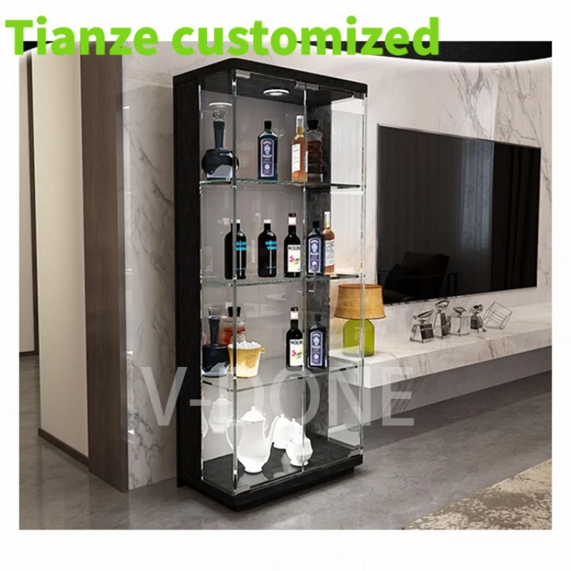 Customized-luxury display cabinet display cabinet living room with light decoration glass showcase mobile shop custom size