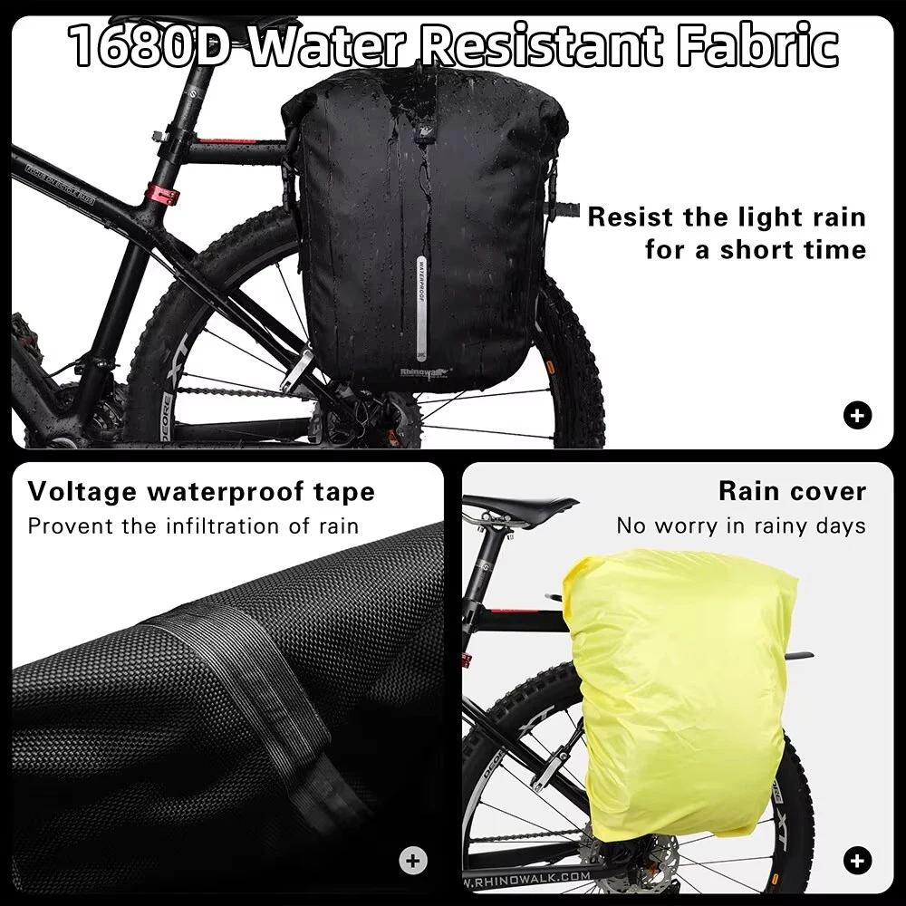 Bicycle Pannier Bag 20L Big Capacity Waterproof Rear Rack Side Bag Bike Travel Cycling Shoulder Bag Backpack Accessories