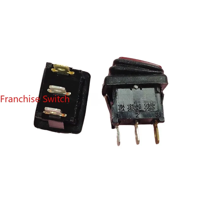 10PCS R13-66B8 Ship type rocker switch IP65 class 10A250V three feet and two gears red light