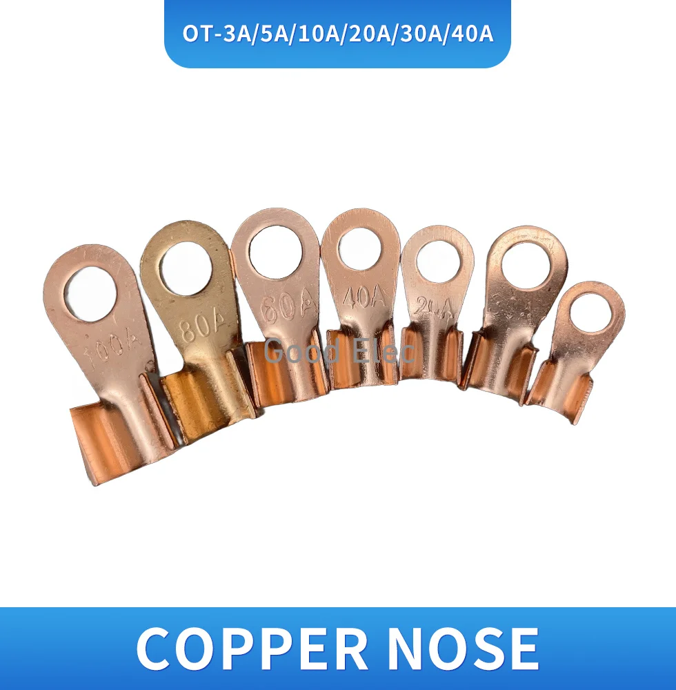 10pcs/lot  OT-3A,5A,10A,20A,30A,40A Battery Cable Connector Circular  Splice Crimp Ring Terminal Cable Copper Lug