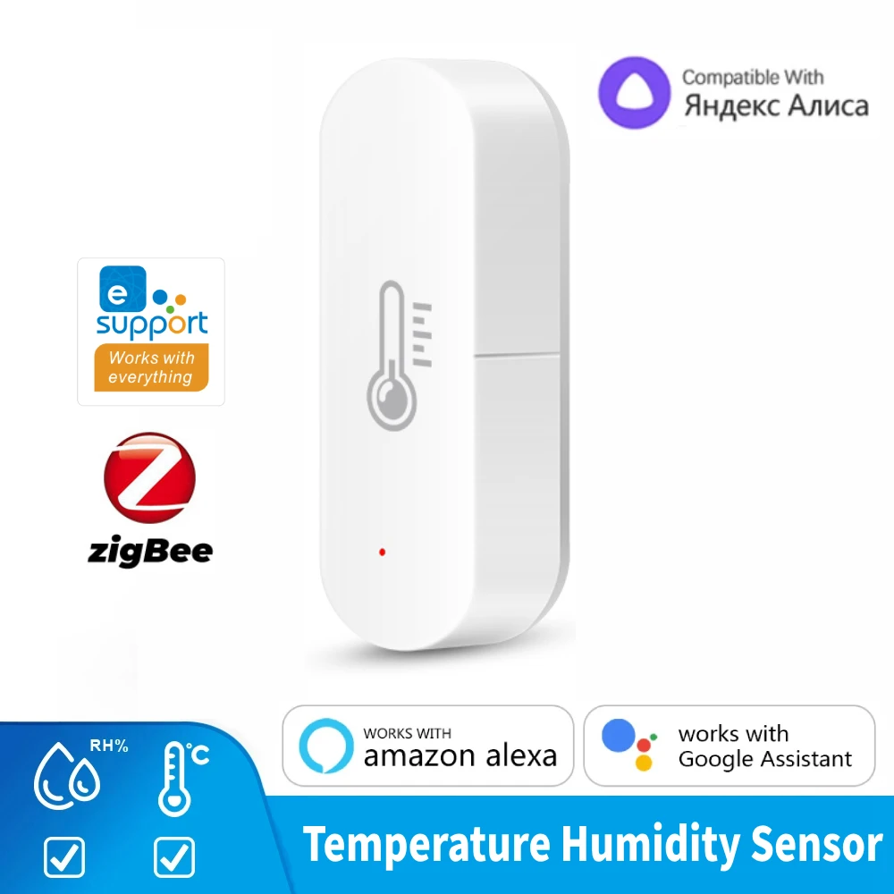 Aplikacja eWeLink ZigBee czujnik temperatury i wilgotności inteligentny domowy higrometr termometr współpracuje z Alexa Google Yandex Alice
