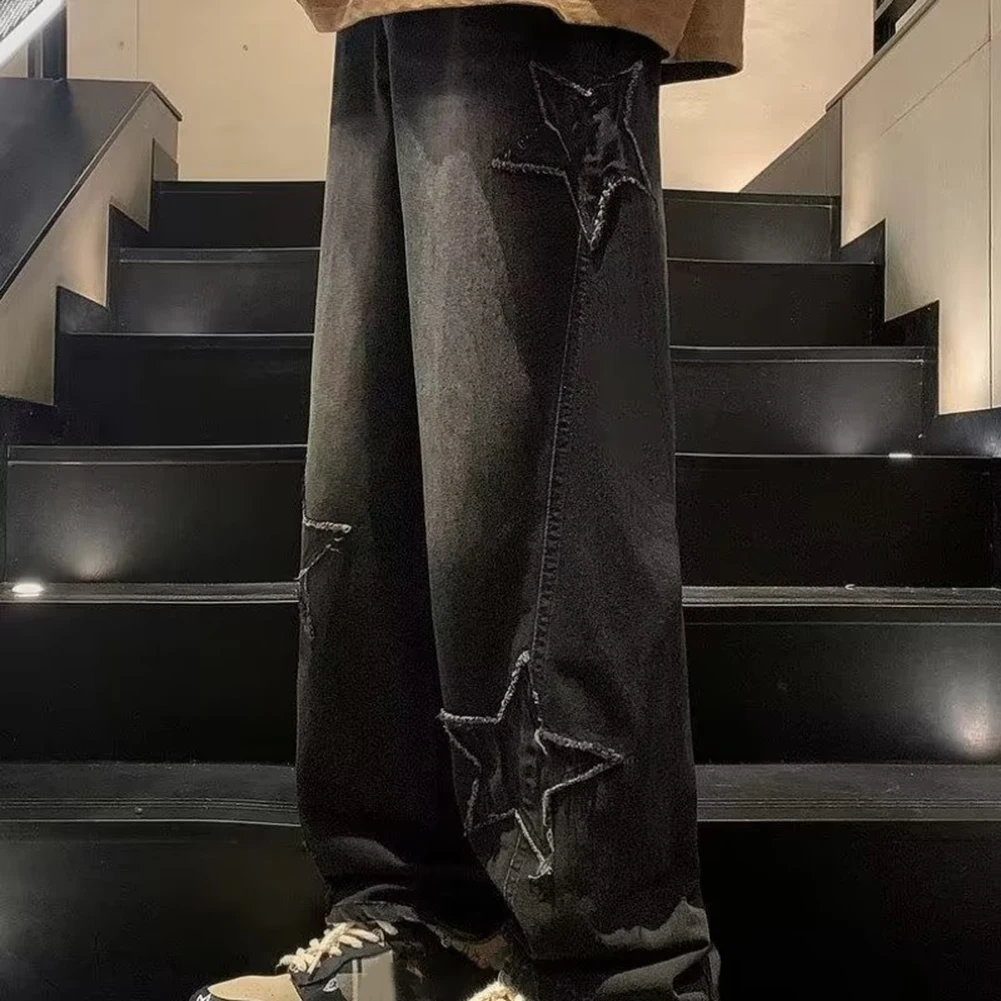 

Stand out from the Crowd with Men's Y2K Vintage Korean Streetwear Wide Leg Jeans Star Aesthetic Straight Trousers