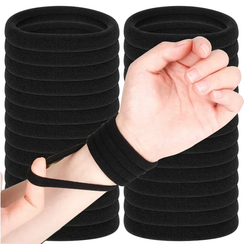 10/60PCS Women's Black Elastic Seamless Hairband Ponytail Rope Holder Rubber Towel Hair Bands Ring Ties Headwear Accessories