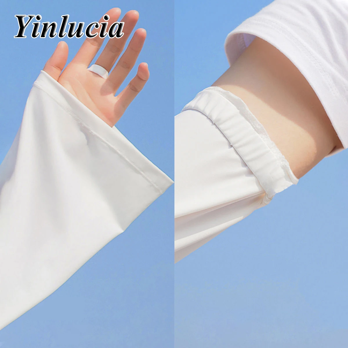 2 Pairs Summer Arm Cover Cool Ice Silk Sports Solid Color Loose Sun Protection Arm Sleeves Half Finger Gloves Arm Guard Cuff