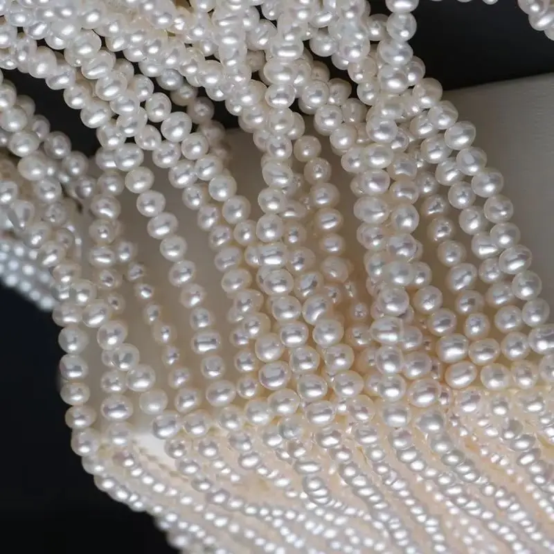 

1 нить высококачественных натуральных пресноводных жемчужных бусин 3-3,5 мм, полуфабрикат, для самостоятельного изготовления ожерелий, браслетов и ювелирных изделий