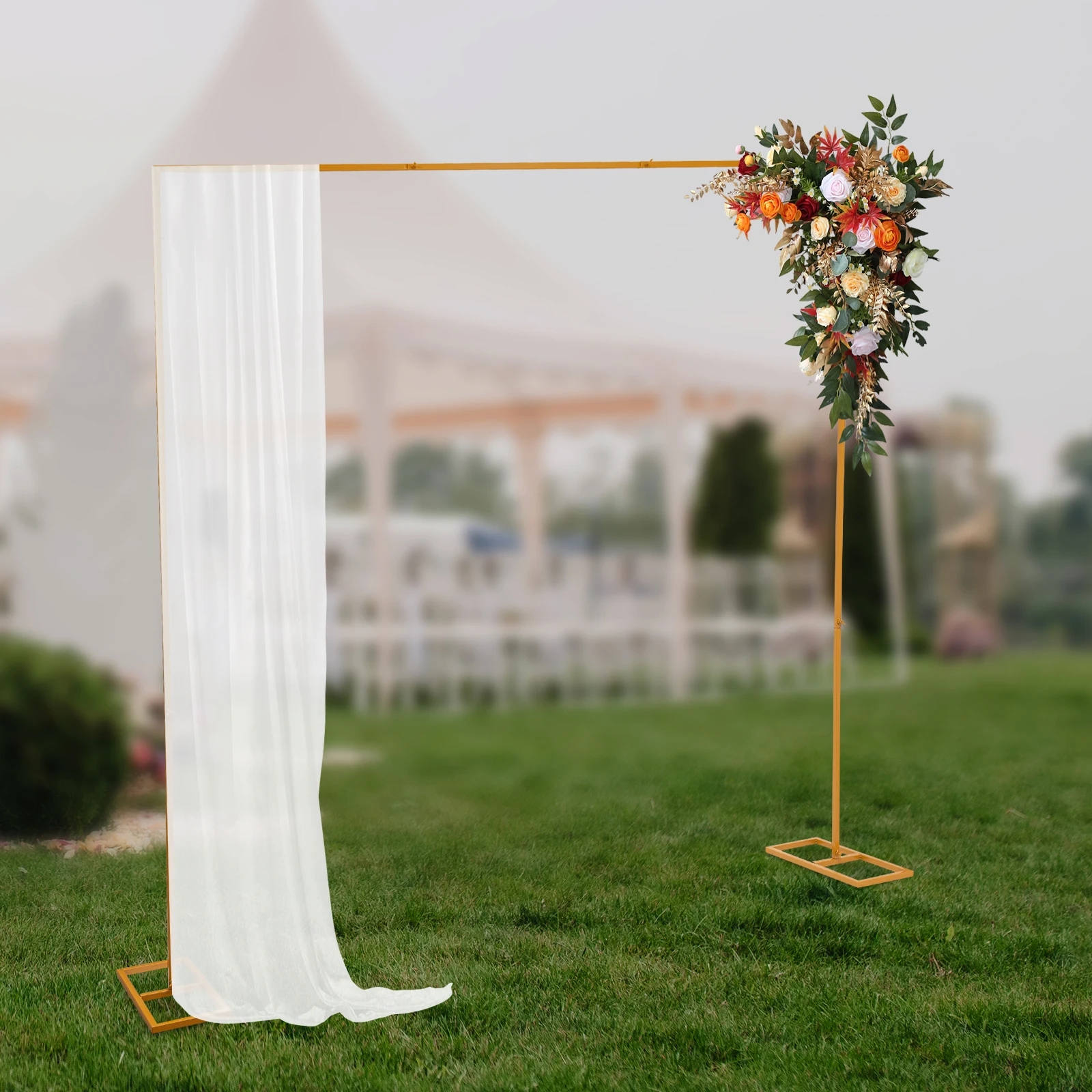 1 pçs ouro casamento arco suporte festa decoração balão arco quadro pano de fundo suporte tamanho 7.8ft