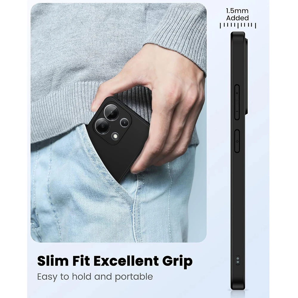 Schwarze weiche Silikon-Handyhülle für Xiaomi Redmi Note 14 13 12 11 10 9 Pro plus 7 8 8T 9s 9T 10s 11s 12s Soft Back Cover – Detail 1
