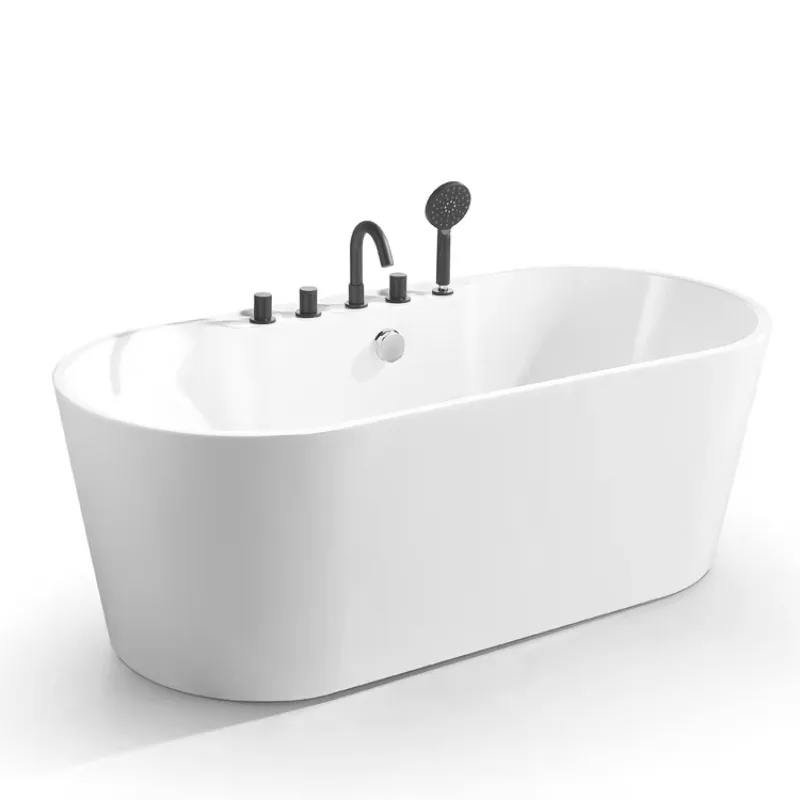 

Modern Design Cheap in Door Freestanding White Acrylic Soaking Bathtub Hot Sales Bath Tubs with Faucet