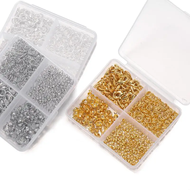 500 Stück/Box Schmuckherstellungsset, Karabinerverschlüsse & Biegeringe mit Box für DIY-Ketten, Halsketten, Armbänder, Fußkettchen, Zubehör, Verbindungsstücke – Detail 21