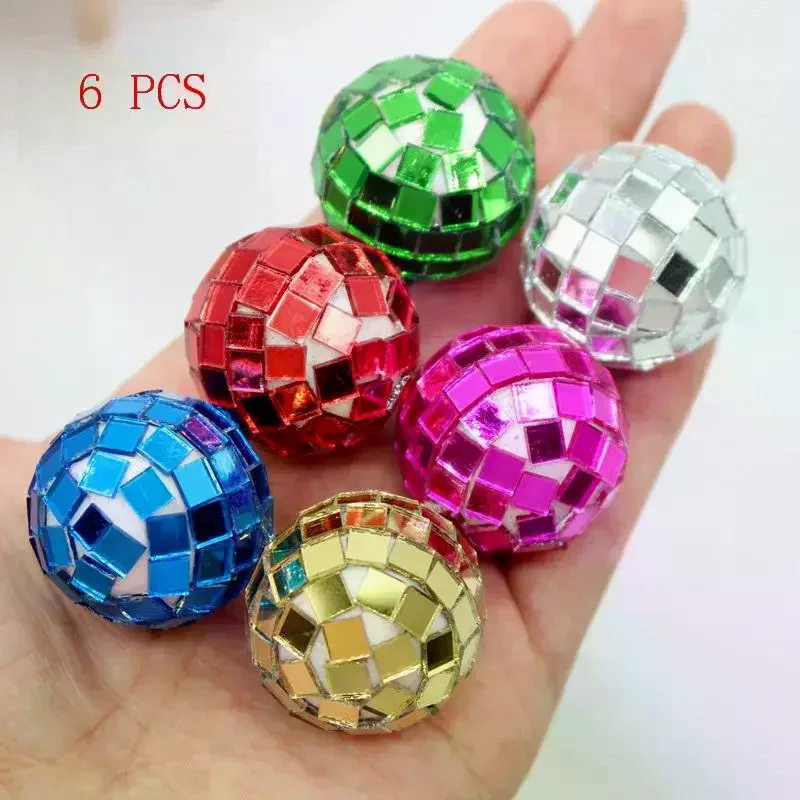 

6Pcs 1:12 Dollhouse Christmas Ball Mirror Ball Model Simulation Item Ornament Mini Toys Party KTV Bar Disco Photography Props