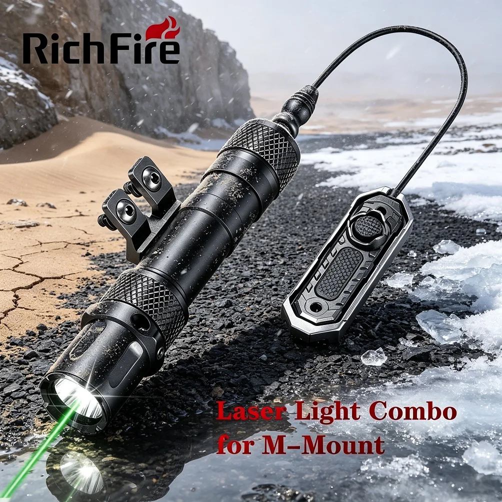 Rechargeable Tactical Flashlight SST40 2000 Lumens 2-in-1 Green & White Torch with 21700 Battery for Outdoor Patrol Hunting