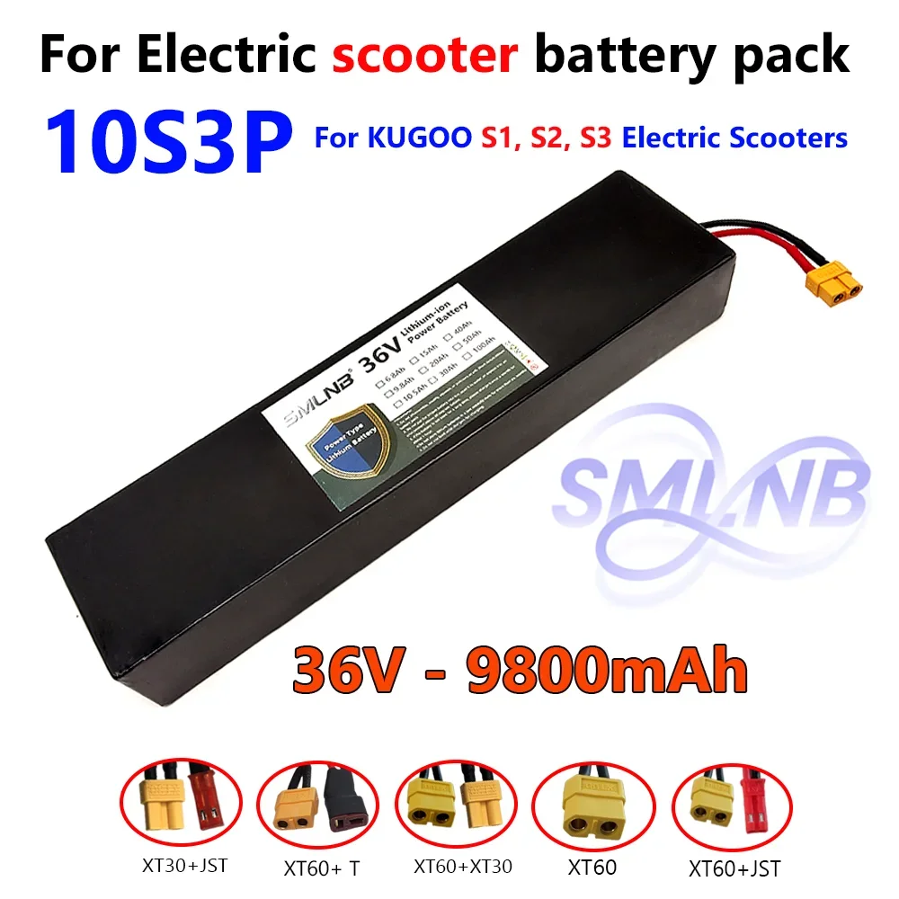 

36V 9800mAh For KUGOO S1, S2, S3 Electric Scooters battery built-in BMS 18650 10S3P lithium-ion battery 500W