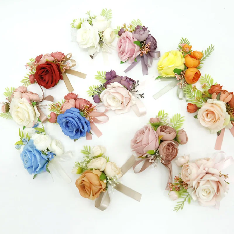 Boutonniere e pulso Corsage, Fontes Do Casamento, Flower Art, Flor Simulação, Celebração De Negócios, Abrindo Convidados