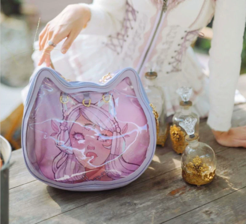 YOWU Michiko Cat Joint наушники Itabag Bluetooth сумка для гарнитуры уличная специальная прозрачная холщовая анимационная фиолетовая сумка-мессенджер