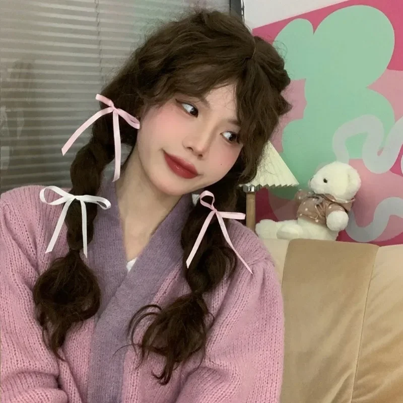 Bowknot Hair Clips Sweet Ballet Ribbon Colored Satin Hair Clips Spring Summer Girls Party Mini Grab Clips Hair Accessory Gifts