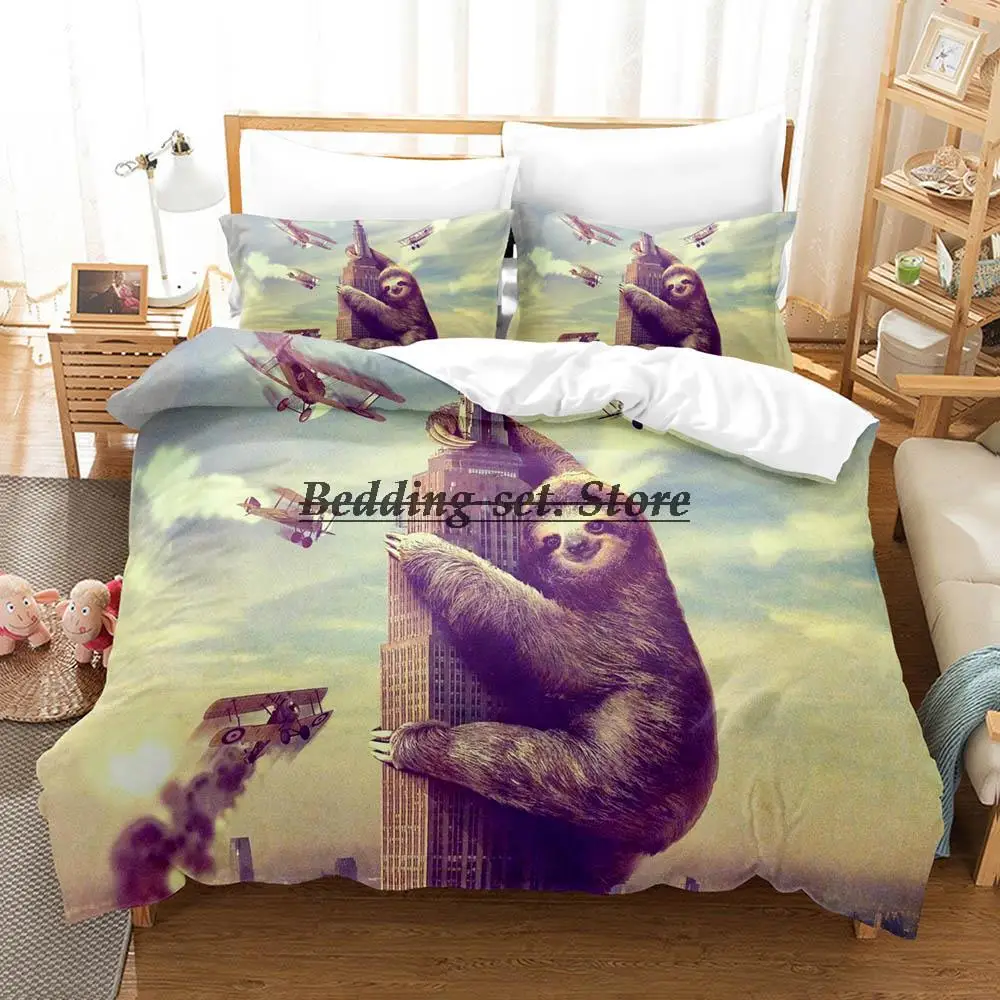 Animal sloth Bedding Set Single Twin Full Queen King Size Bed Set Aldult Kid Bedroom Duvetcover Set 3D Print Anime Bed Sheet Set