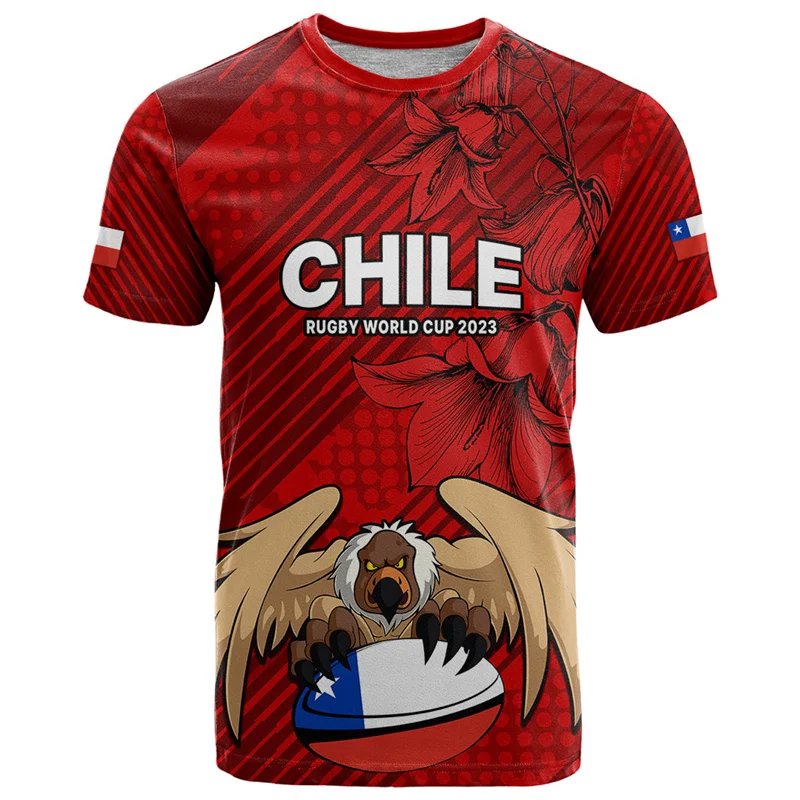 Chile Flag Graphic T Shirts Chile National Emblem 3D Print T Shirt For Men Clothes Football Jersey Tees Casual Boy Short Sleeve