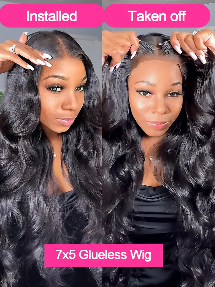 装着簡単、接着剤不要の人毛ウィッグ、生え際が処理済み、カット済みHDレース、接着剤不要、ボディウェーブ、レースフロントウィッグ、女性用、100%人毛