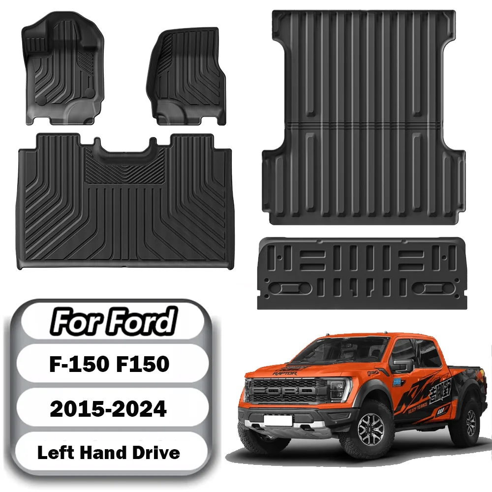 

for Ford F-150 F150 2015- 2024 (Not Fit Rear Seat with Under-Seat Fold Flat Storage) TPE 3D Car Floor Mats Trunk Mat Left Rudder