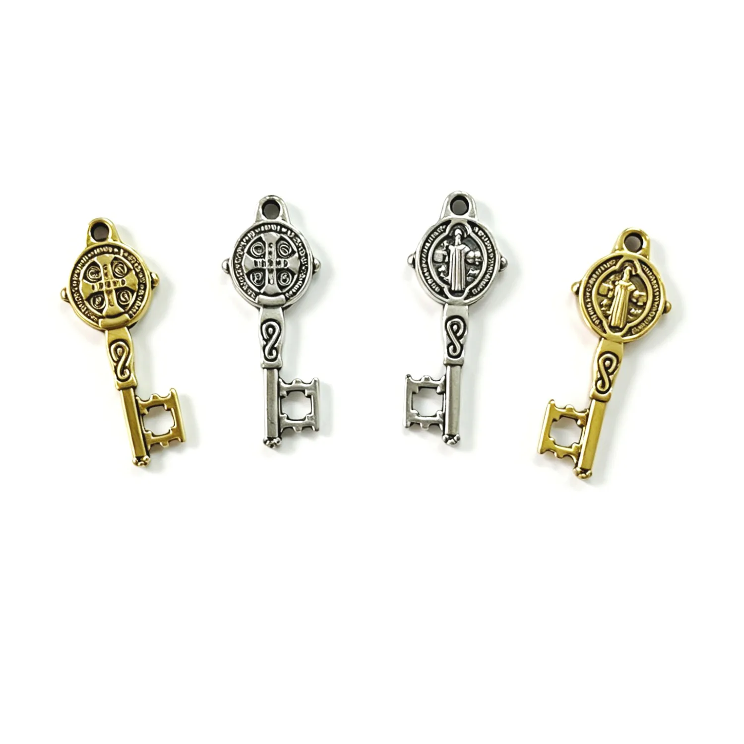 30pcs 23.8*9mm Tibetan Silver Saint Benedict Key Design Charms H0796 Charms for Jewelry Making