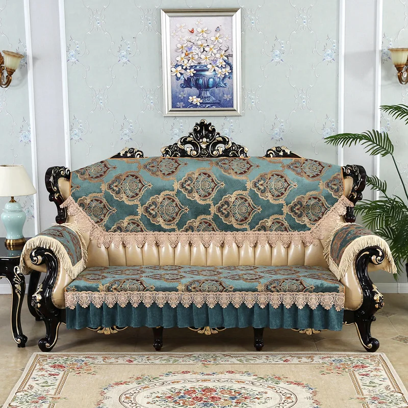 Jacquard Fabric Sofa Cover European Luxury Non-Slip Sofa Cushion Living Room All-season 1/2/3 Seats Slipcover Home Decoration