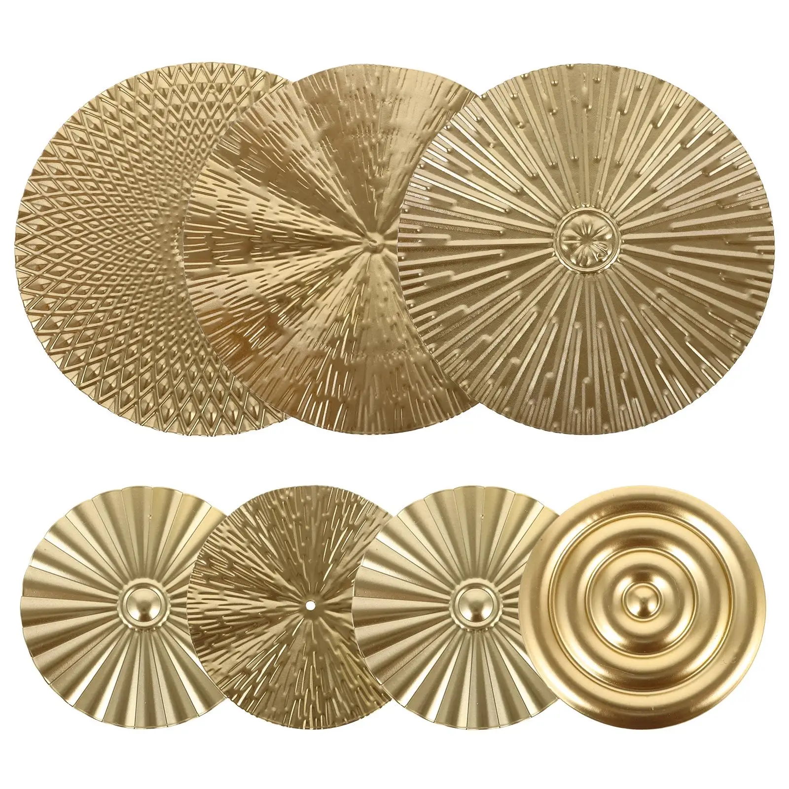 Light Luxury Golden Disc Wall Hanging Work Home Decor Metal Bronze Art for Living Room