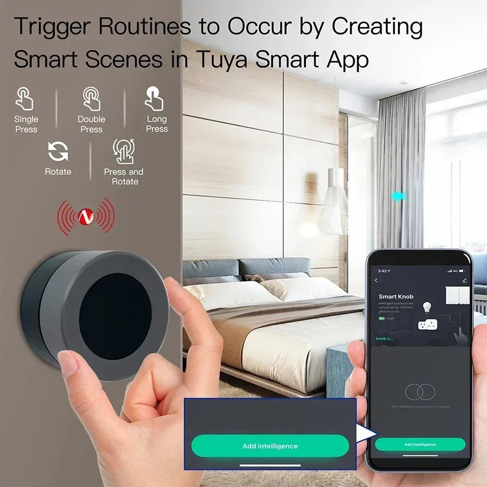 Tuya ZigBee Smart Knob Switch Wireless Scene Switch Light Button Controller Battery Powered Automation Scenario Smart Life App