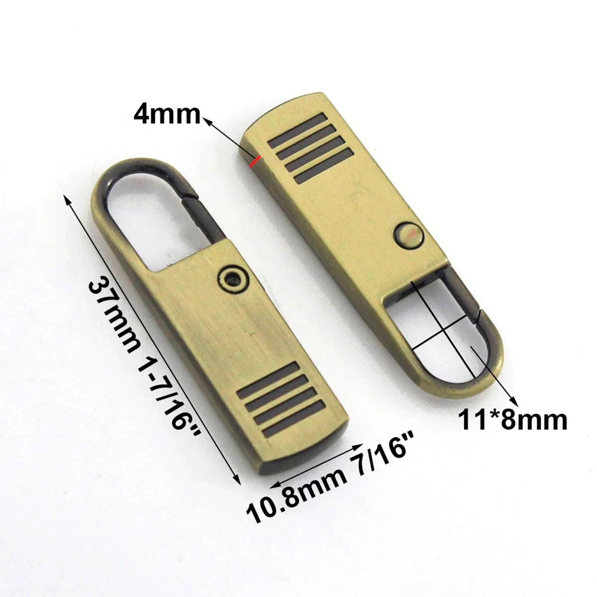 2x Fashion Metal Zipper Repair Kits Slider Puller Instant Zipper Replacement for Broken Buckle Bag Suitcase Garment Zipper Head