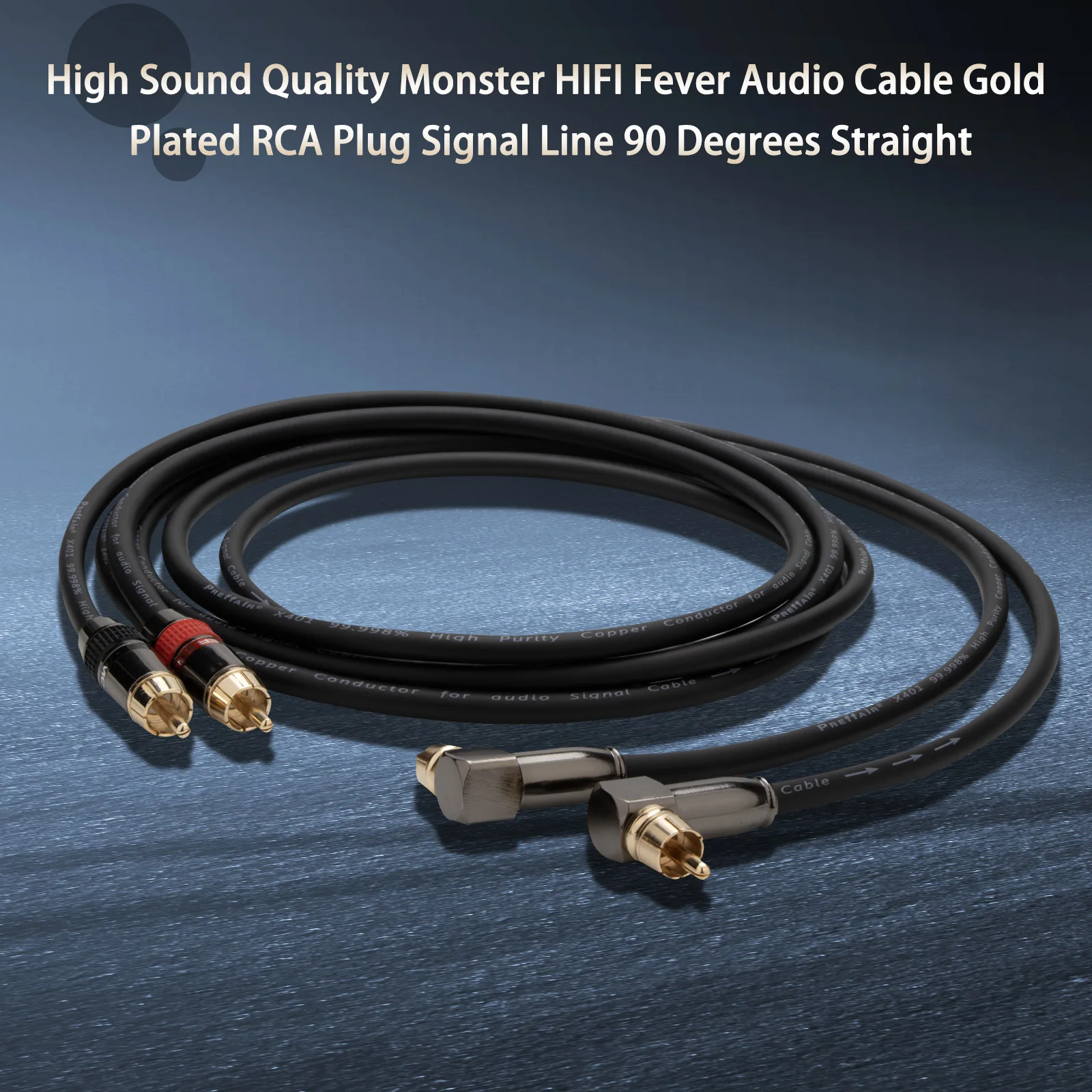 Wysoka jakość dźwięku Monster HIFI Fever Kabel audio Pozłacana wtyczka RCA Linia sygnałowa 90 stopni prosto