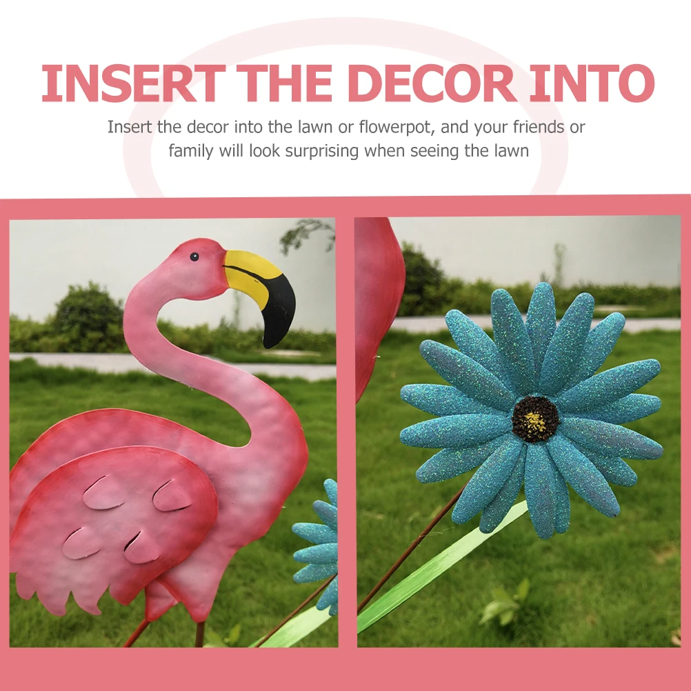 

Flamingo Plugin Outdoor Ornament Garden Stake Decor Decorate Decoration Ground Ornaments Wrought Iron Lawn