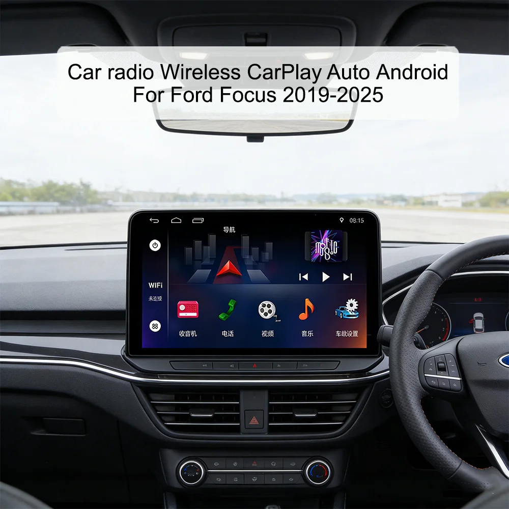 Radio para Auto de 9 Pulgadas con Pantalla IPS y Sistema Linux para Ford Focus 2019-2025, CarPlay Inalámbrico, Android Auto, 4G LTE, WiFi, GPS, RDS, Bluetooth