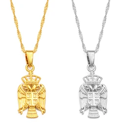 Anniyoc Republic of Serbia Eagle Pendant Necklaces for Women Girls Gold Plated/Silver Color Srbija Jewelry Serbian  @261606