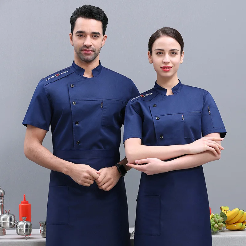 Chef Overalls Short Sleeve Summer Breathable Thin Hotel Dining Canteen Custom Kitchen Barbecue Long Sleeve Work Wear Men