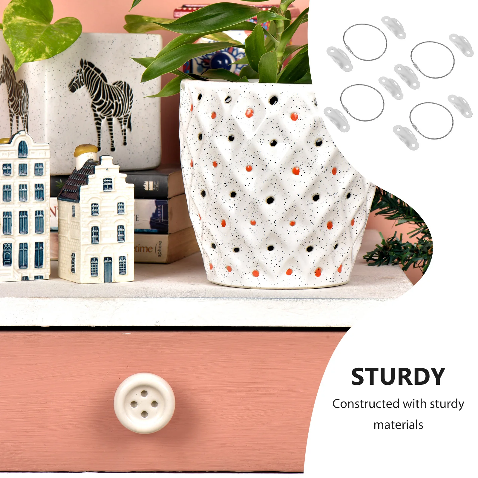 

4 set Furniture Anti Tip Kit White Wide 4 Sets Screws Baby Proofing Wall Anchors Bookcase Safety Straps Furniture Straps