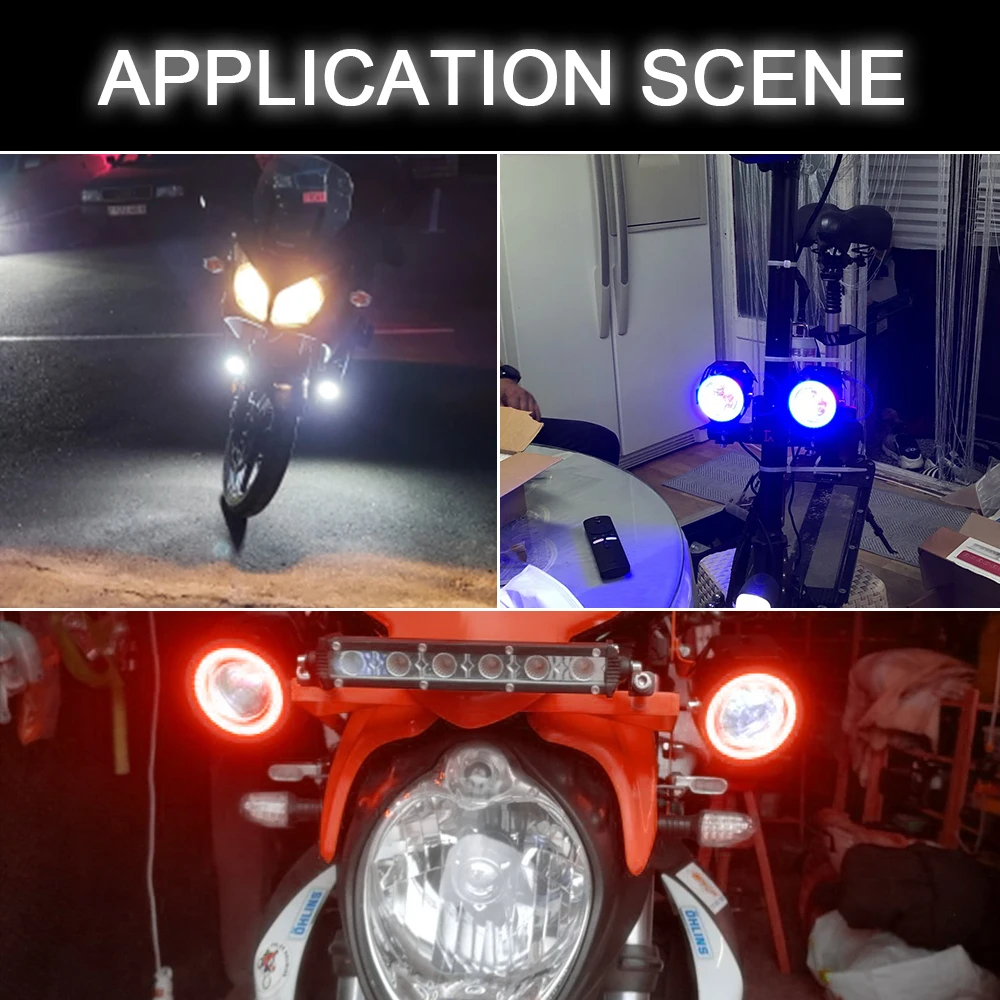 U7 Headlamp Motorbike LED Auxiliary Lamp DRL Spotlights 125W LED Motorcycle Angel Eyes 2Pcs/set Motorcycle Headlights