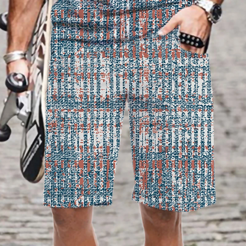 

Men's Shorts Cool Plaid Stripe Man Streetwear Casual Loose Pattern Swimming Beach Mens Clothing Men/Women Oversized Summer Funny