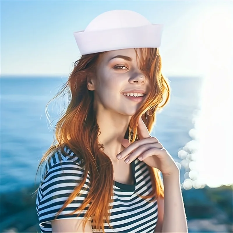 Gorra de Marinero de Rhode Island, Gorra de Disfraz Azul Marino, Estilo Popeye, Gilligan, Doughboy, Talla Única, Blanca
