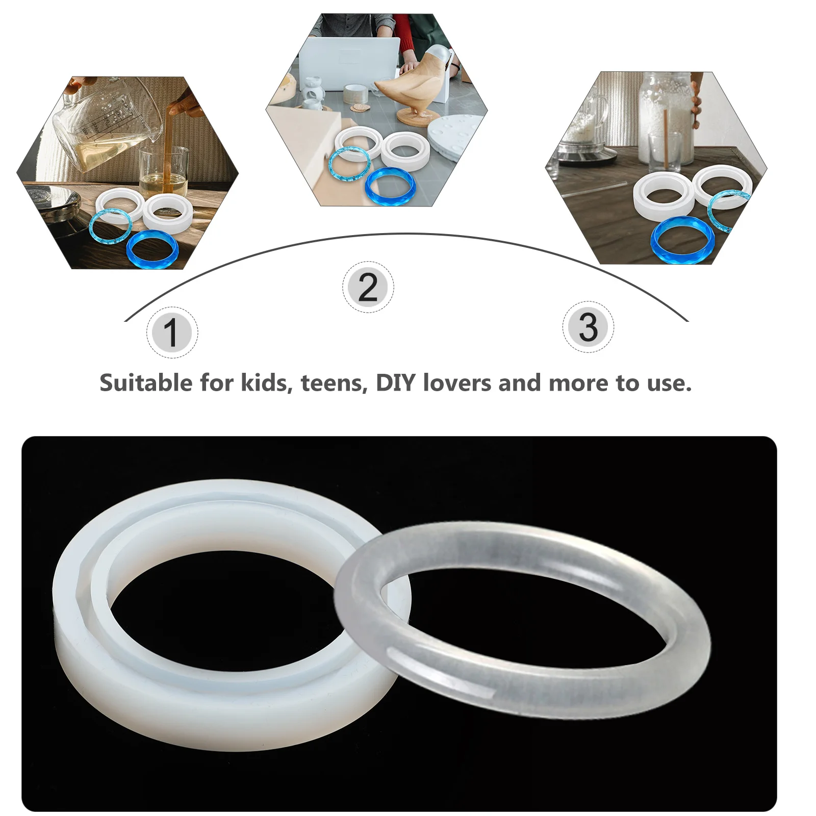 

3Pcs Diamond Pattern Silicone Bracelet Mold Durable Safe DIY Resin Craft Jewelry Making Mould Handmade Decoration