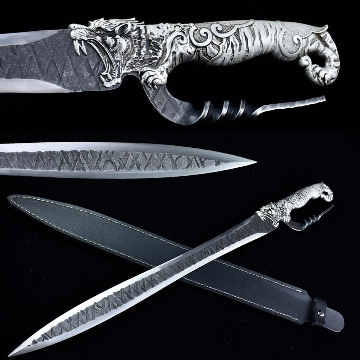 

74cm medieval tiger real sword made of stainless steel, cosplay role-playing sharp weapons katana ninja Kung Fu movie Knight