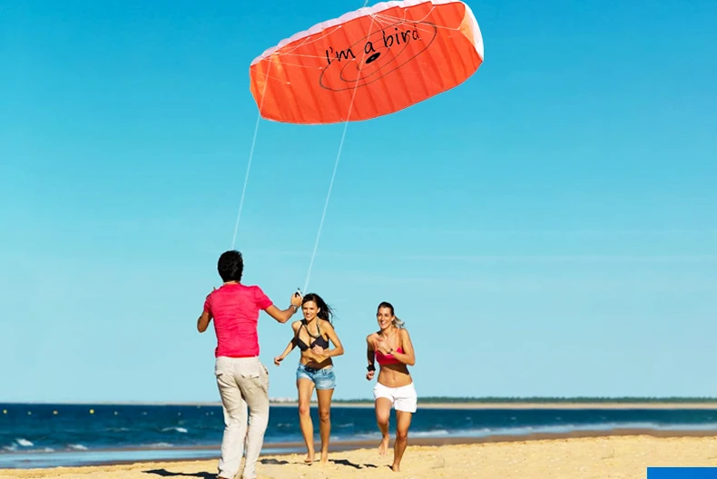 Nova diversão ao ar livre esportes 1.4m potência dupla linha parafoil pára-quedas esportes praia pipa para iniciante