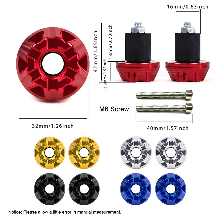 Motorcycle Handle Bar Ends Plug Grips Plug Aluminum Handlebar Caps Motor Bike for Honda Yamaha Dirt E-Bike Accessories