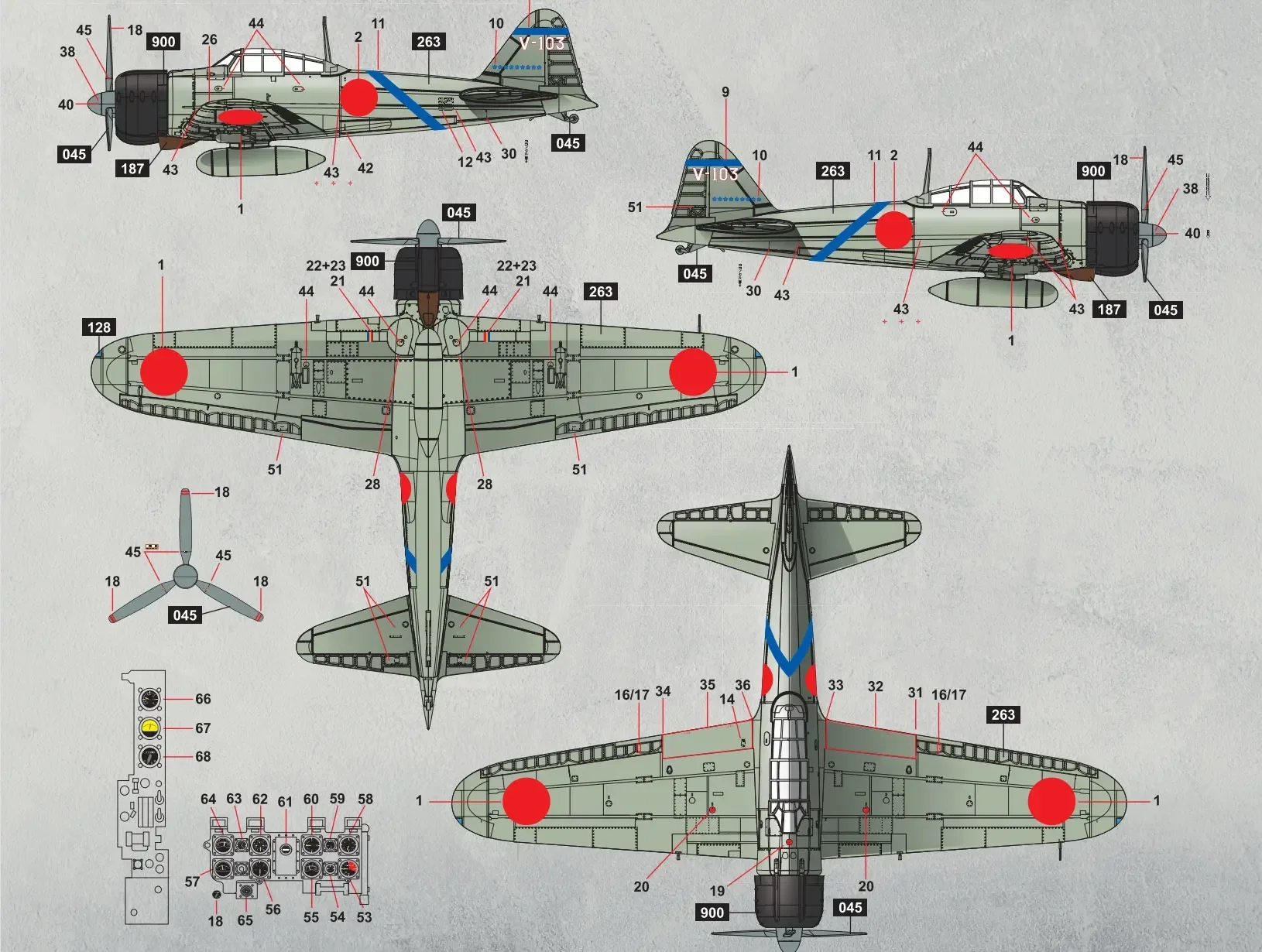 Border BF-006 A6M2 Zero Fighter met ingebouwde motorconstructie 1/35 schaal vliegtuigmodelkit