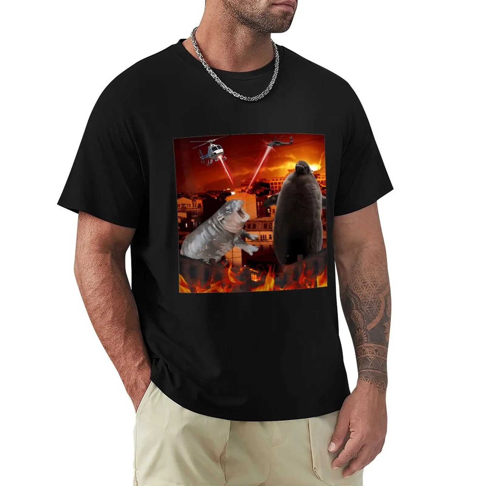 

Moo Deng And Pesto Battle T-Shirt customs anime tshirt black t shirts for men