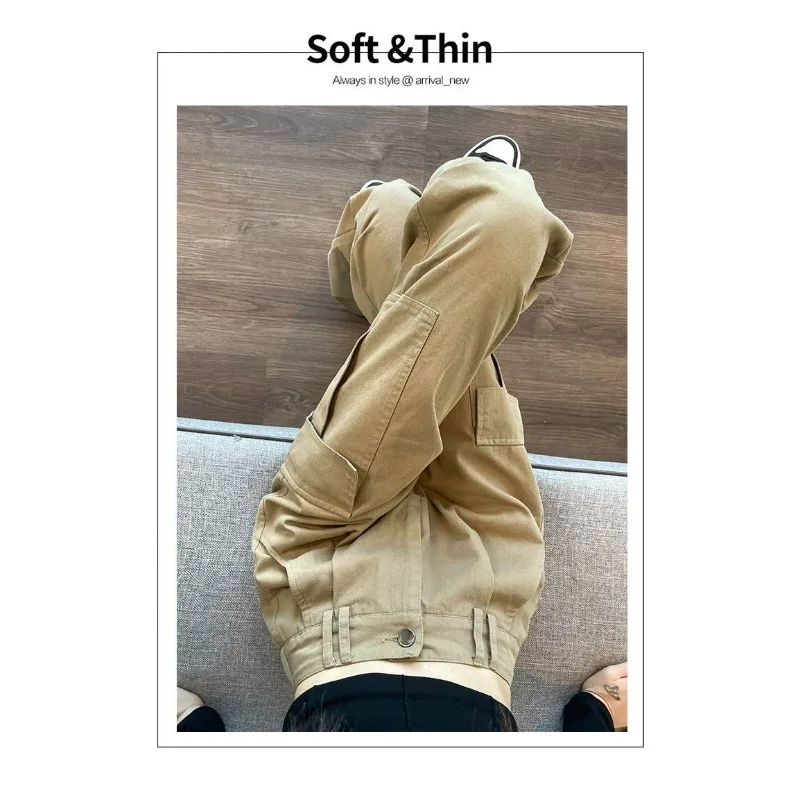 Amerikaanse overall voor dames lente herfst nieuwe hoge taille slanke rechte pijpen retro denim wijde pijpen broek