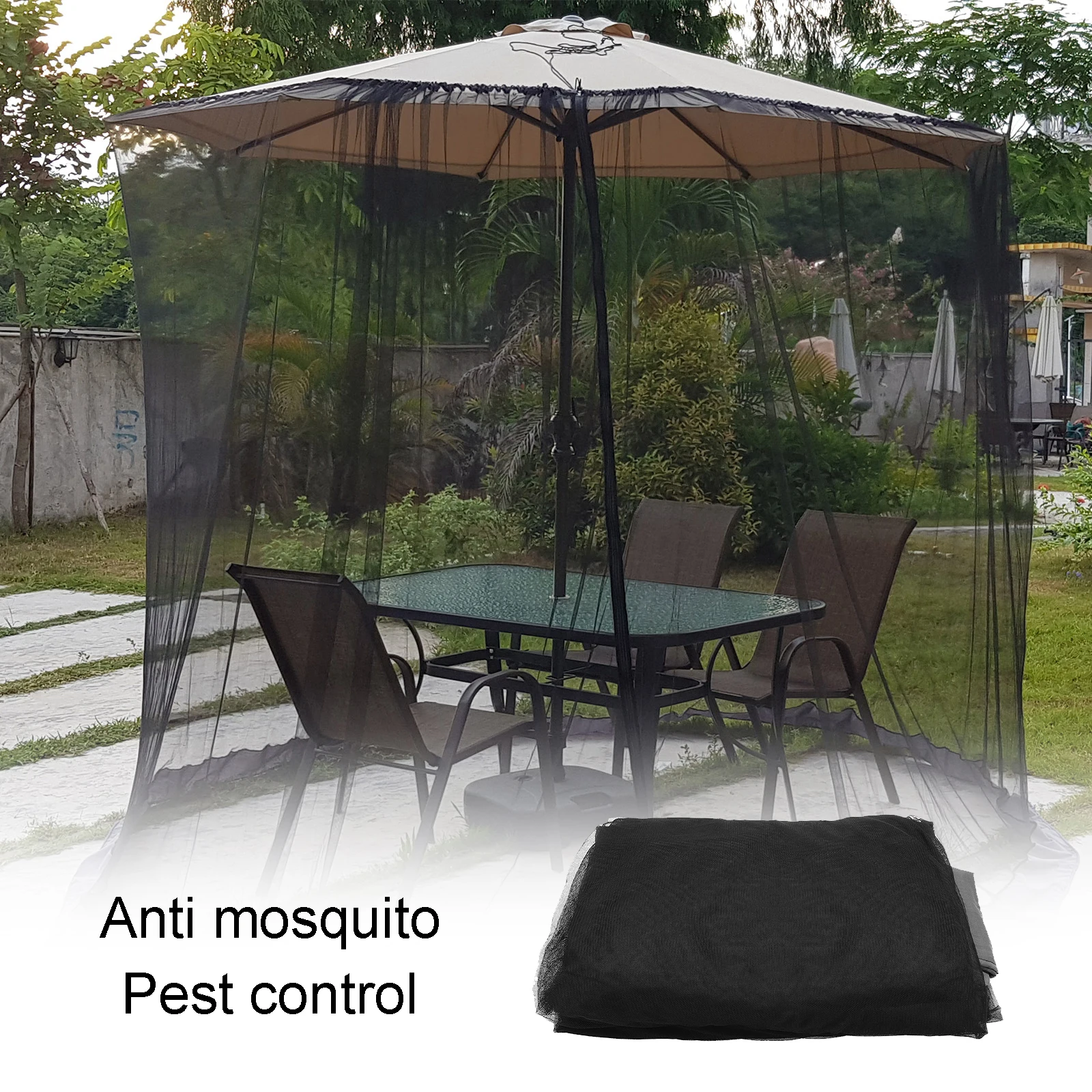 Zonnescherm voor buiten, klamboe, paviljoen, klamboe, paraplu-tent met rechte paal - A2 banaan gebogen armparaplu-type