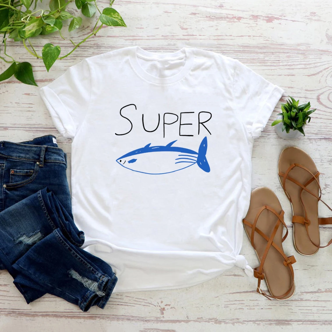 Super Tuna Fish T-Shirt Super Tuna Concert Shirt Kawaii Unisex T-shirts Short Sleeve Graphic T Shirts Kpop Fans Gift Women Tops