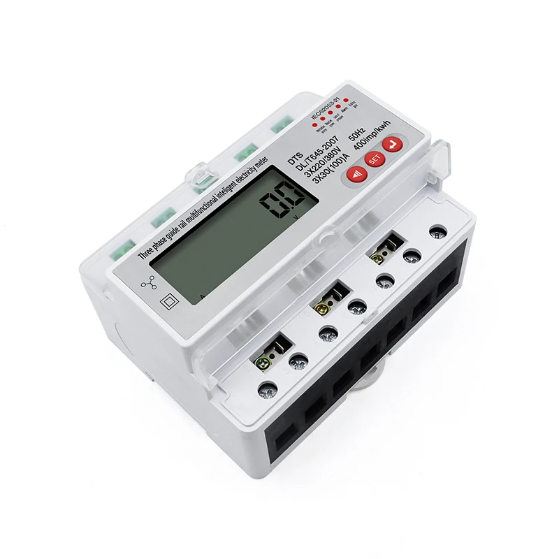 Three Phase Guide Rail Multifunctional Inteligent Electricity Meter LCD 3×220/380V 100A With RS485 Wattmeter Meter